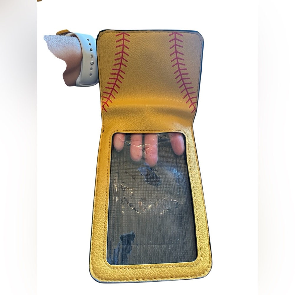 Mustard Baseball Leather Crossbody Purse - Picture 9 of 9